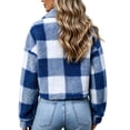 thumbnail image 5 of Maplenight Cropped Fleece Jacket Women Collared Plaid Button Down Winter Coat with Pockets Soft Warm Cozy Casual Work Office Jackets, 5 of 7