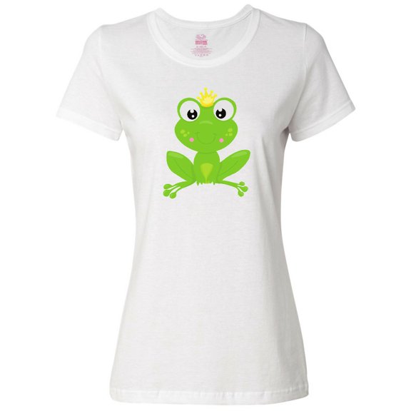 Inktastic Cute Frog, Green Frog, Crown, Frog Prince Women's T-Shirt