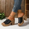 thumbnail image 3 of Platform High Heels Dress Sandals for Women Ladies 2025 Summer Peep Toe Chunky Heeled Slip on Dressy Slippers, 3 of 5