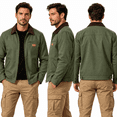 thumbnail image 2 of Men's Full Zip Jackets Fashion Patchwork Lapel Collar Coat Fall Long Sleeve No Hood Outerwear with Zip Pockets, 2 of 8