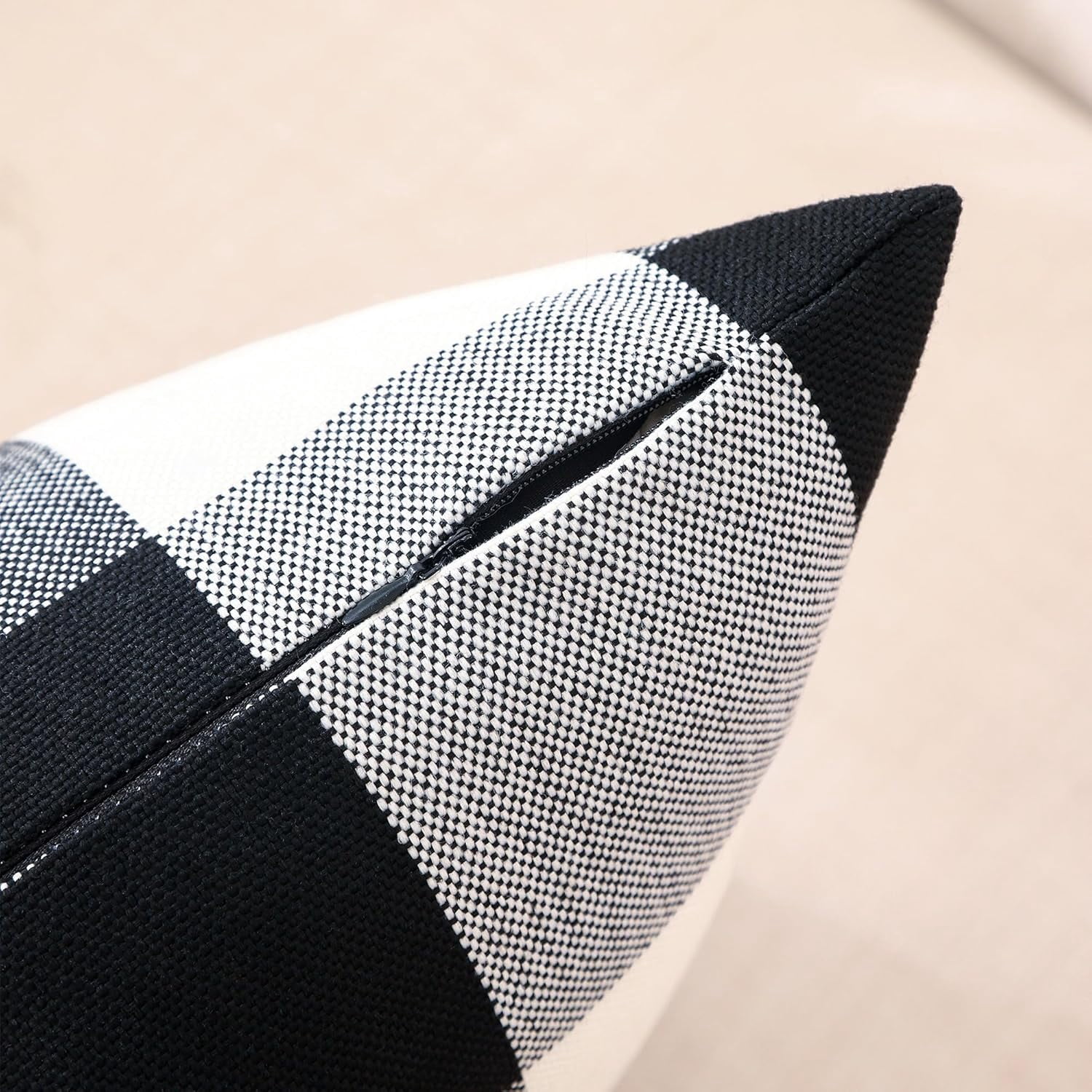Black and White Lumbar Plaid Pillow Covers 12x20 Set of 2 Black Buffalo Check Pillow Covers 12 x 20 Outdoor Farmhouse Lumbar Throw Pillows for Couch, Sofa and Patio