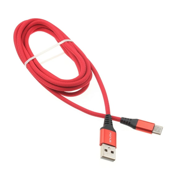 Type-C Red 6ft USB-C Cable for Orbic Myra 5G UW, Magic 5G Phones - Charger Cord Power Wire Long Braided Fast Charge V5V
