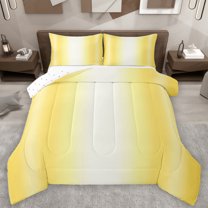 Homewish Stripes Pattern Full Size Comforter Sets,Asbtract Minimalist Desgin Bedding Comforter Set,Gradient Yellow White Bedding Sets For Girls Kids,Ultra Soft Home Decor Reversible,3-Piece