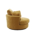 thumbnail image 3 of 42" Swivel Sofa Chair with 3 Pillows, 360 Degree Swiveling Round Sofa Accent Upholstered Barrel Chair with Armrest and Backrest for Living Room Bedroom, Easy Assembly, Yellow, 3 of 7