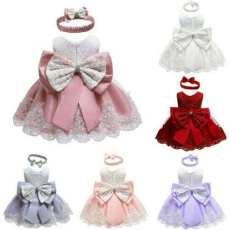 

Newborn Toddler Kids Baby Girl Lace Tutu Dress Princess Bowknot Party Gown Pageant Wedding Bridesmaid Birthday Formal Dresses