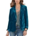 thumbnail image 2 of CENL Womens Lapel Business Jackets Ladies Golden Velvet Blazer Suit Cardigan Coat, 2 of 9