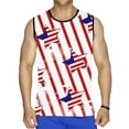 thumbnail image 2 of Deals under 5.00 LYXSSBYX Mens Tank Tops on Clearance Men Casual Round Neck Pullover Flag 3D Digital Printing T-shirt Tops Vest, 2 of 5