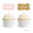 thumbnail image 1 of Signature Blush Pink, White, Gold Glittering Party Collection, Fancy Frame Cupcake Toppers, 18-Pack, 1 of 2