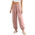 thumbnail image 6 of Noric Women Casual Jogger Pants High Waisted Elastic Waistband with Pockets Loose Fit Cuffed Ankles Workout Trousers, 6 of 9