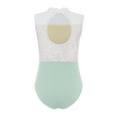 thumbnail image 4 of Miutii Kids Girls Lace Collar Dance Leotard Sleeveless Patchwork Bodysuit for Ballet Gymnastics Practice Performance Light Green 7-8, 4 of 5