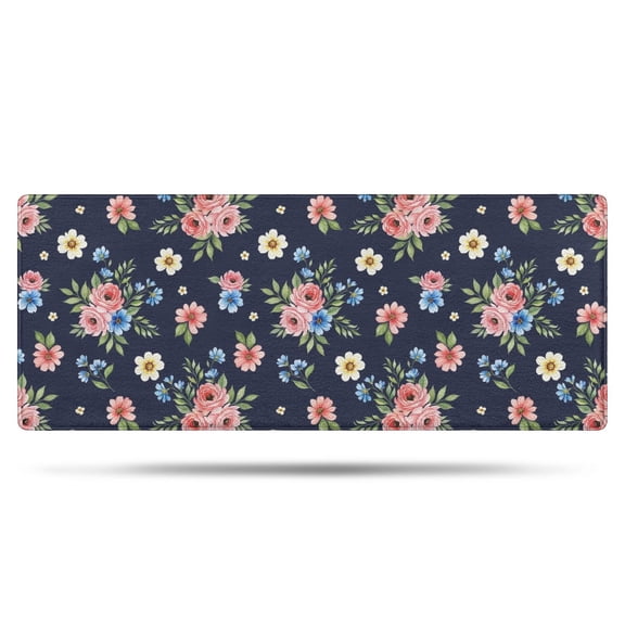 Pioneer Flower Floral Print Pattern Bathroom Rugs Mat, Non Slip Microfiber Bathroom Rug with Rubber Backing, Soft Mats for Bathroom Floor Tub Shower, 24"x60"