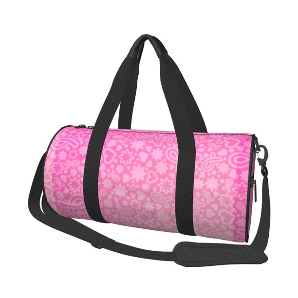 Fotbe Breast Cancer Pink Ribbons Awareness Bolsa Deportiva de Lona Plegable con Estampado, Bolsa de Gimnasio con Bolsillo Seco/Húmedo, Bolsa de Viaje Ultraligera de Gran Capacidad