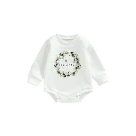 

Sunisery Baby Christmas Outfit Girl Boy Sweatshirt Romper Oversized Long Sleeve Onesie Fall Baby Clothes