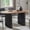 Gold Rustic Brown & Black, variant on 63" Fluted Oval Dining Table for Kitchen Living Room, Walnut
