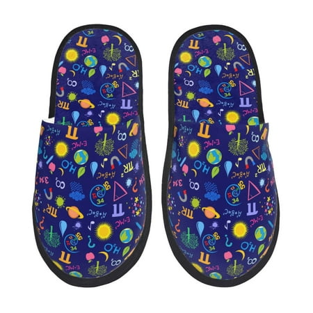 Balery Mathematics And Chemistry Slient Indoor Furry Fleece Comfort House Shoes Soft Non-Slip Home Shoes Cotton slippers House Slippers-- Medium