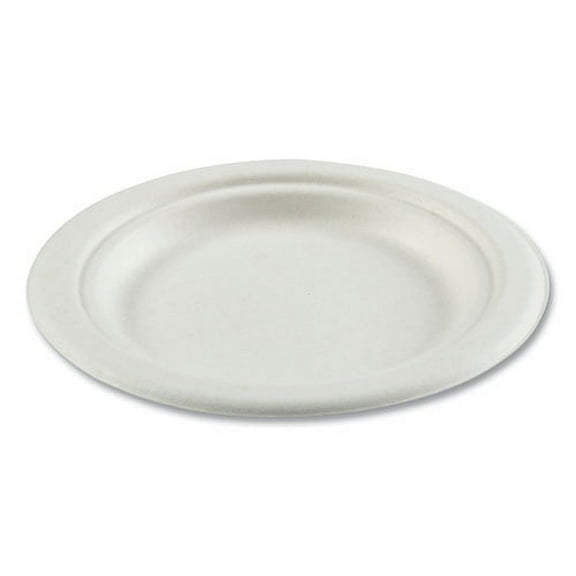 bagasse pfas-free dinnerware, plate, 6" dia, white, 1,000/carton | Bundle of 2 Cartons