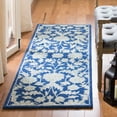 thumbnail image 3 of SAFAVIEH Micro-Loop Carl Floral Overdyed Wool Area Rug, Navy/Grey, 5' x 5' Round, 3 of 10