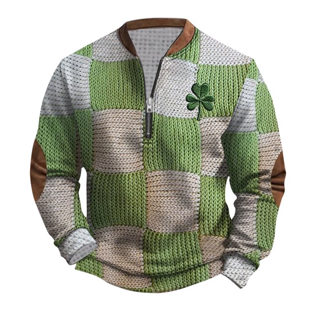 Panties for Women St Patricks Day Shamrock Patch Chest Print 1/4 Zip Sweatshirt M Multicolor