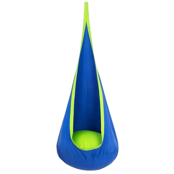 Kids Pod Swing Seat, Hanging Hammock Chair with Inflatable Pillow, Sensory Swing for Indoor and Outdoor Use（Blue）