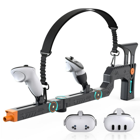 Magnetic VR Gun Stock for Meta Quest 3/3S | Adjustable Tactical Stock with Shoulder Strap - Enhanced FPS Controller Grip for Realistic Shooting Games