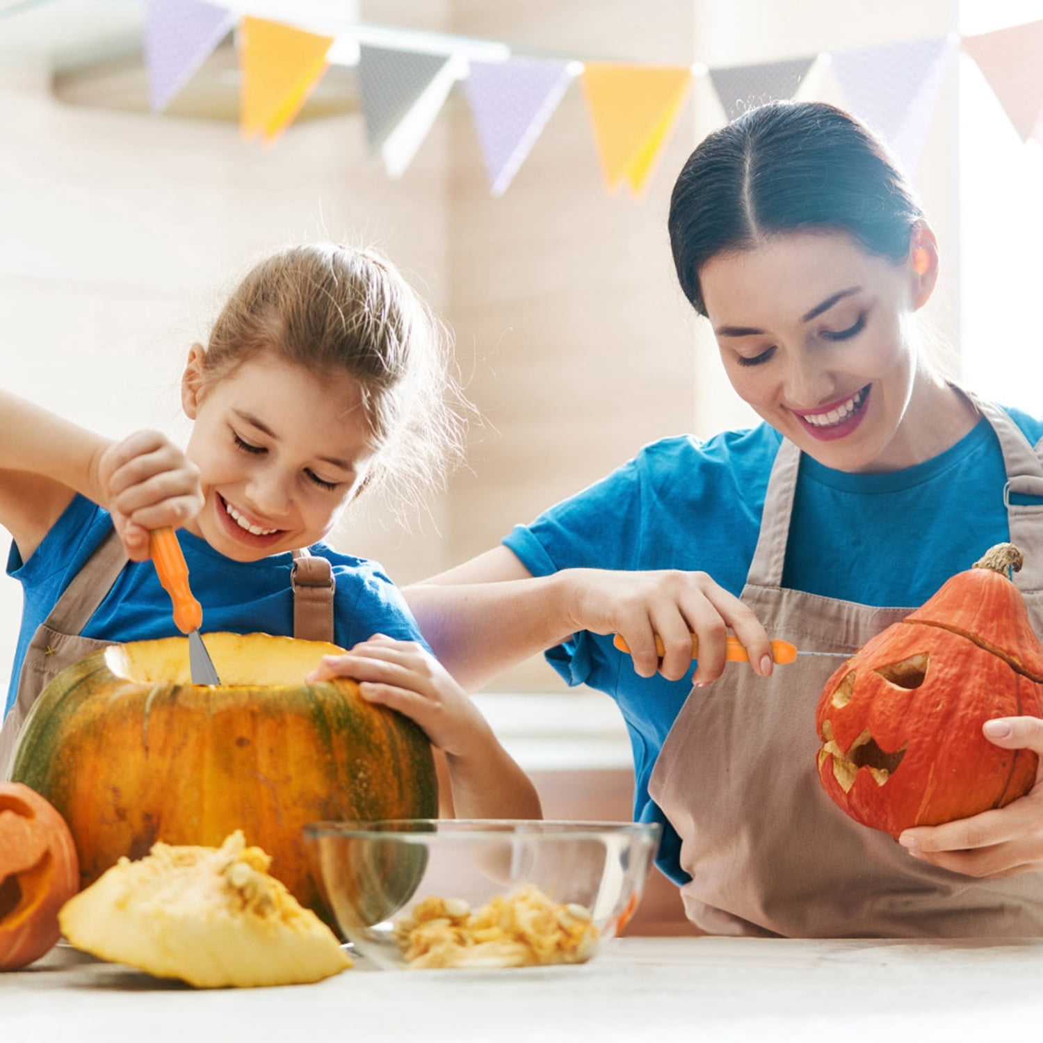 13Pcs Pumpkin Carving Kit Stainless Steel Tools with Scooper Saw Drill Etching for Halloween Jack-O-Lantern Craft Vegetable Carving