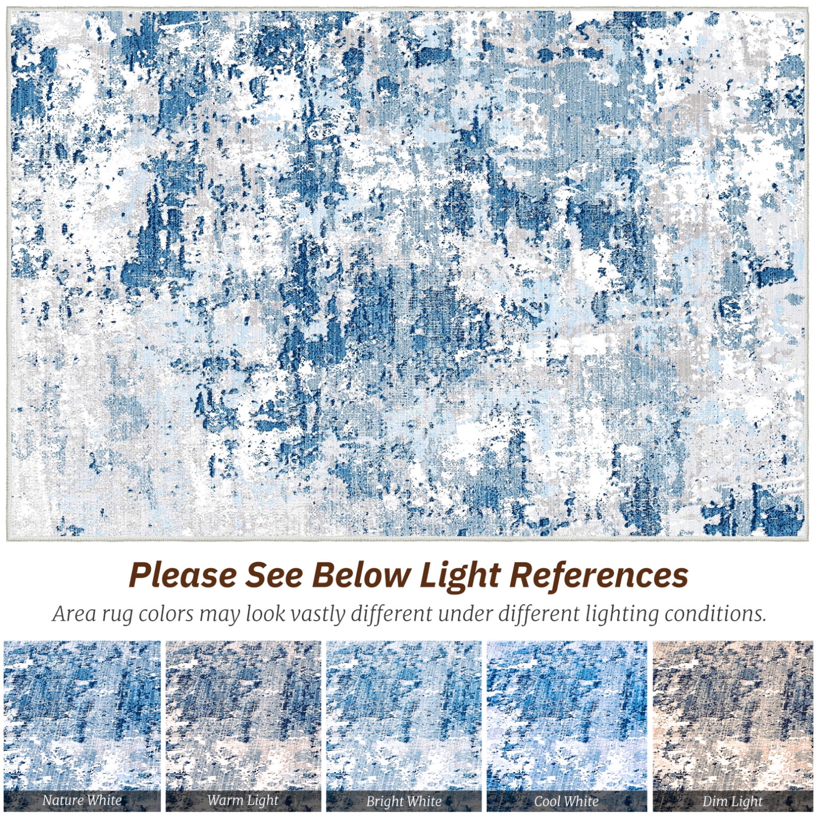 Cozylore 5'x7' Area Rugs for Living Room Distressed Abstract Machine Washable Rugs Low Pile Non Slip Carpet for Bedroom Dining Room