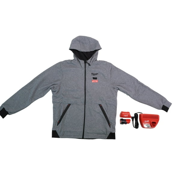 Milwaukee M12 12-Volt Grey Medium Heated Hoodie with 2.0Ah Battery & Charger