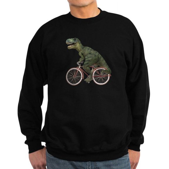 CafePress - Cycling Tyrannosaurus Rex Sweatshirt (Dark) - Classic Crew Neck Sweatshirt