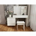 thumbnail image 3 of LED Lighted Makeup Vanity Table with Mirror - White Beauty Station with Storage Drawers, Matching Stool, and Organizing Compartments for Makeup Brushes and Cosmetics, 3 of 9