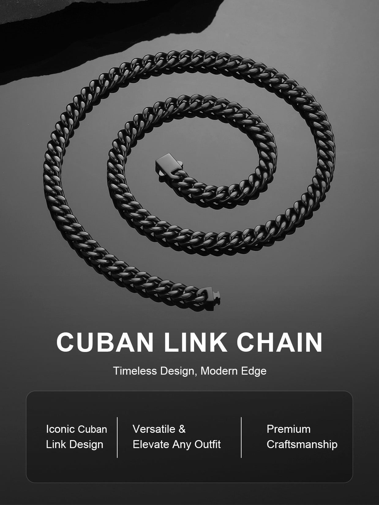 ChainsProMax Black Chain Necklace 20inch Mens Necklaces Black Metal Necklace Chain Mens Stainless Steel Necklaces Fathers Day Jewelry Gift for Dad Son
