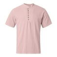 thumbnail image 3 of Mens Shirts,Short Sleeve T-Shirt Casual Solid Top Summer Comfortable Beach Breathable Relaxed Fit,Work Shirts for Men,3XL,Pink, 3 of 5