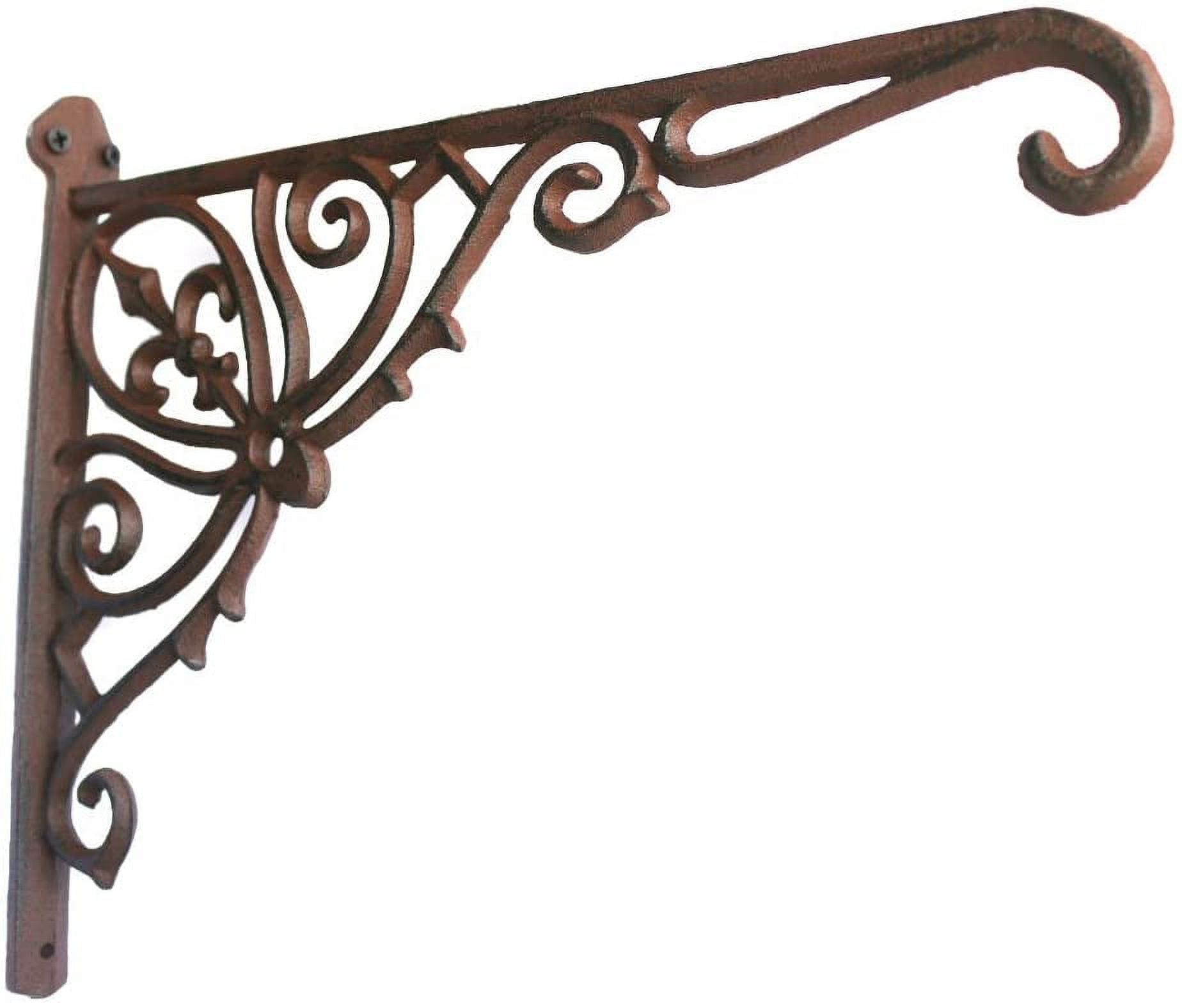 Cast Iron Hanging Hook Bracket Wall Hanger 12" Deep Outdoor Indoor Durable Wall Hanging Bracket Hooks for Pots Basket Bird Feeder Wind Chime Lanterms Hanger Hardware Bracket