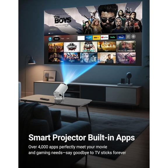 Mini Projector with WiFi 6 & Bluetooth 5.2, Android 11 Smart Portable Projector Support 4K/1080P, Auto , 180 ° Rotation, USB for Home Theater Outdoor