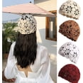 thumbnail image 5 of YooGuoGuo Soft Crochet Beanie Hat for Women Ladies Girls Solid Color Beige Knitted Cutout Slouchy Skull Cap, 5 of 5