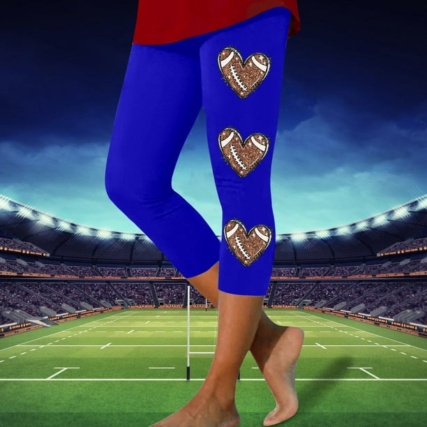 MKLEKYY Leggings deportivos con estampado de rugby de moda informal para mujer, pantalones de yoga, leggings capri