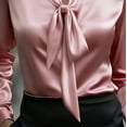 thumbnail image 4 of ZOELNIC Women's Elegant Blouse with Ribbon Detail, Long Sleeve Dressy Top for Business Casual Office, XL, 4 of 6