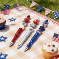 thumbnail image 3 of 9Pcs USA Flag Star DIY Beaded Pen Set, 9ML Patriotic Red White Blue Silicone Bead Pen Kit, Refillable Sturdy for Office Desk Stationery, 4th of July Independence Day Holiday Gift, 3 of 7