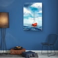 thumbnail image 5 of Startonight Canvas Wall Art Abstract - Lonely Red Boat on the Sea Painting - Large Framed 32" x 48", 5 of 6