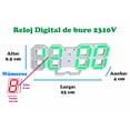 thumbnail image 2 of Reloj Digital Pared o Buro Color Verde Temperatura Alarma Cocina, 2 of 7