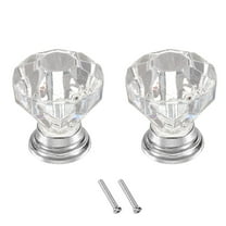 Uxcell 2 Pcs Crystal Drawer Knobs 25 mm Dresser Pulls Knobs for Cupboard, Clear/Silver