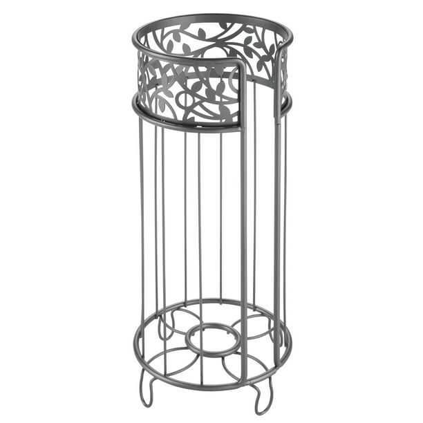 mDesign Metal Toilet Paper Holder Stand Storage for 3 Rolls Graphite Gray
