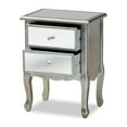 thumbnail image 2 of Leonie Modern Transitional French Brushed Wood and Mirrored Glass 2-Drawer Nightstand, 2 of 5