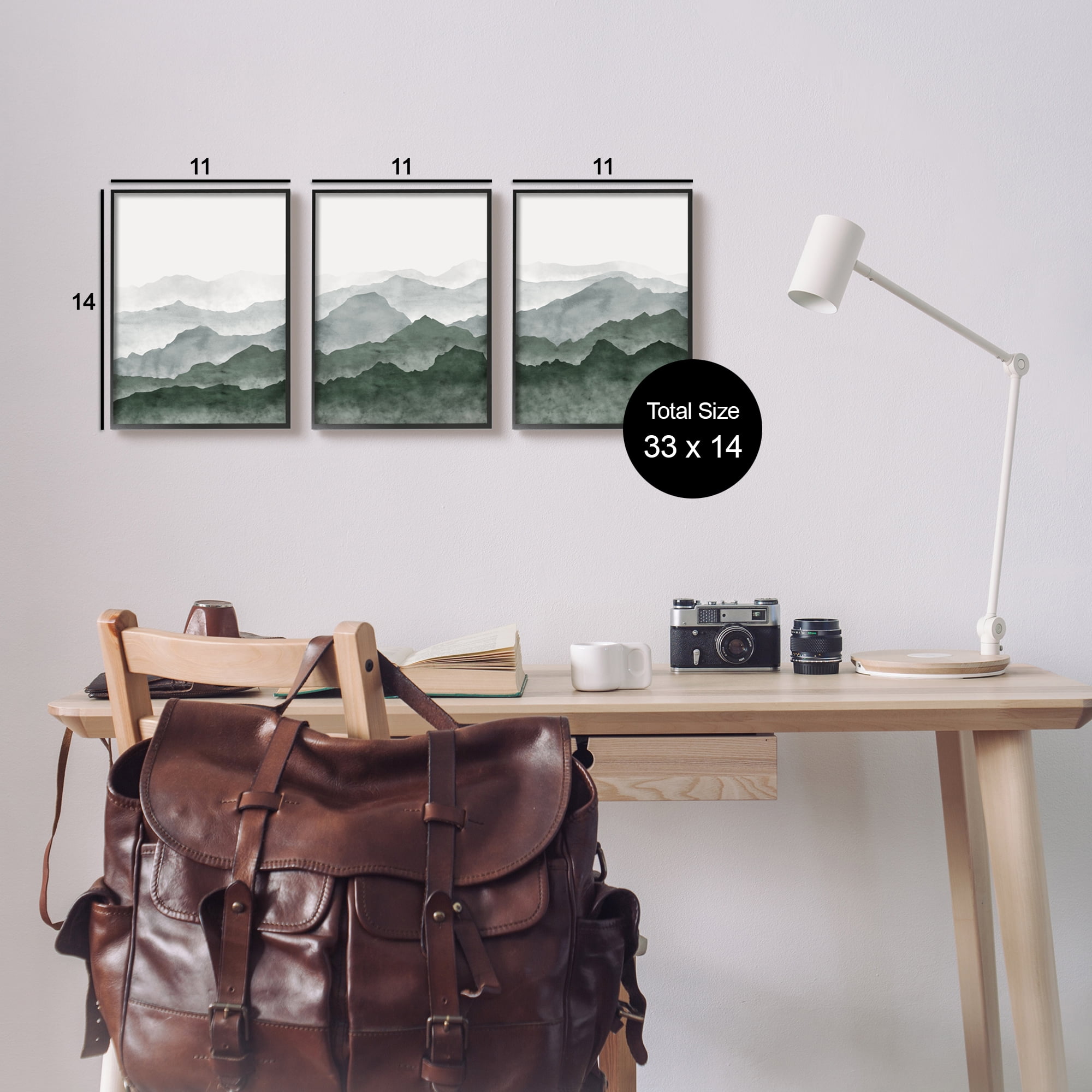 Stupell Sage Hills Mountain Nature View Landscape Painting Black Framed Art Print Wall Art, Set of 3