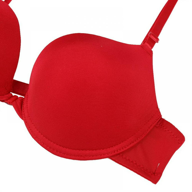 Ultimates Front Closure Sexy Bra 36C Red Solid Push Up Bra Womens