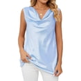 thumbnail image 1 of Top sin mangas para mujer, ropa de moda holgada de Color sólido con cuello libre para compras de viaje, 1 of 8