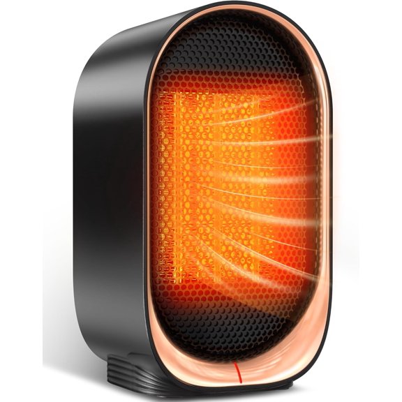 Space Heater, Portable Heater for Indoor Use, Small Electric Heaters with Overheat & Tip-Over Protection, Mini Desk Heaters for Office Bedroom Bathroom, Compact & Efficient Heating, Black
