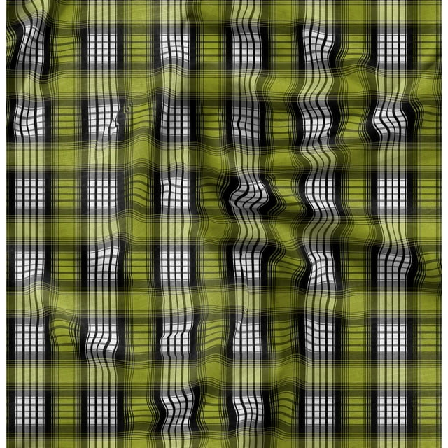 Soimoi Tissu Vert Poly Georgette à Carreaux Imprimé au Mètre 42 Pouces de Large