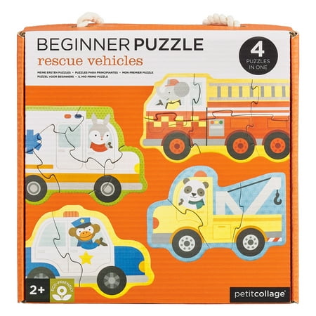 orange box featuring 4 mini resuce vehicle beginner puzzles 