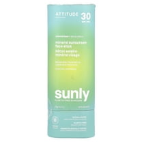 ATTITUDE Sunly, Mineral Sunscreen Face Stick, SPF 30, Unscented, 0.7 oz (20 g)