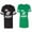 Men Black / Women Green, variant on Mr.Mrs. Never Always Right Unisex Couple Matching Cotton Jersey style T-Shirt Contrasting stripes on sleeves (Men Black / Women Black) (Men S / Women S)
